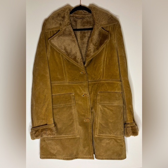 Mango Tan Leather Jacket with Fur Trim - Picture 1 of 8